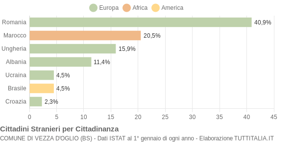 Grafico cittadinanza stranieri - Vezza d'Oglio 2018