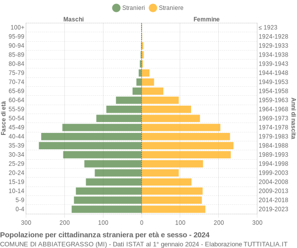 Grafico cittadini stranieri - Abbiategrasso 2024