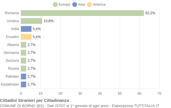 Grafico cittadinanza stranieri - Borno 2013