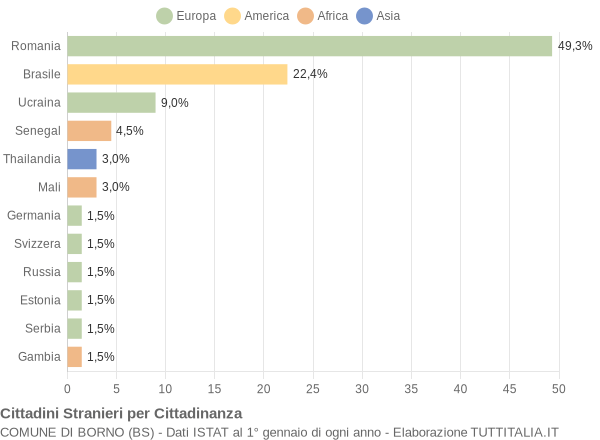 Grafico cittadinanza stranieri - Borno 2020