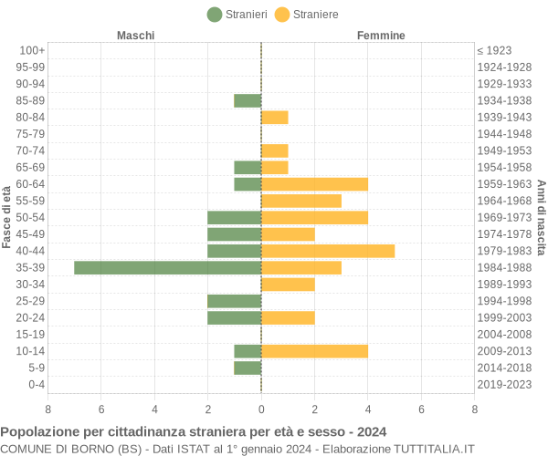 Grafico cittadini stranieri - Borno 2024