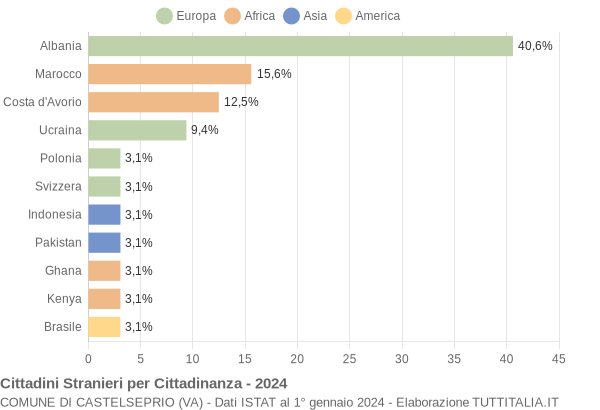 Grafico cittadinanza stranieri - Castelseprio 2024