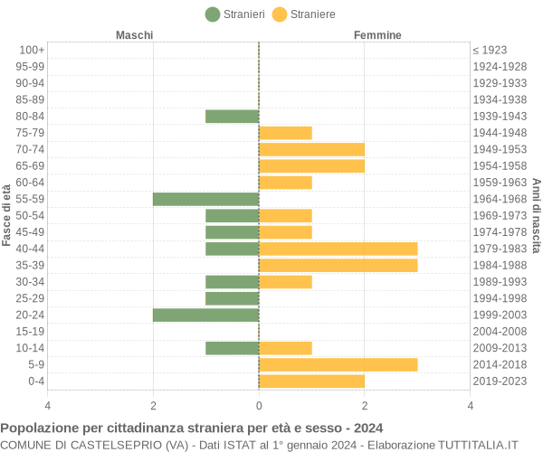 Grafico cittadini stranieri - Castelseprio 2024