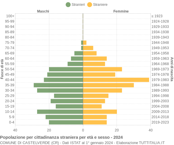 Grafico cittadini stranieri - Castelverde 2024