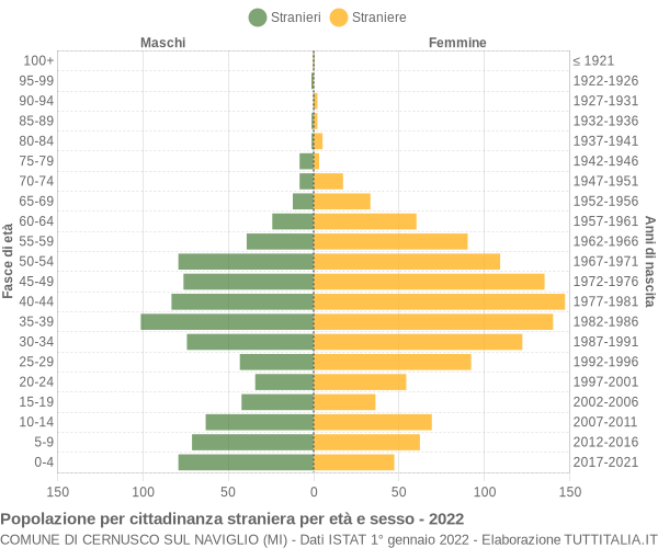 Grafico cittadini stranieri - Cernusco sul Naviglio 2022