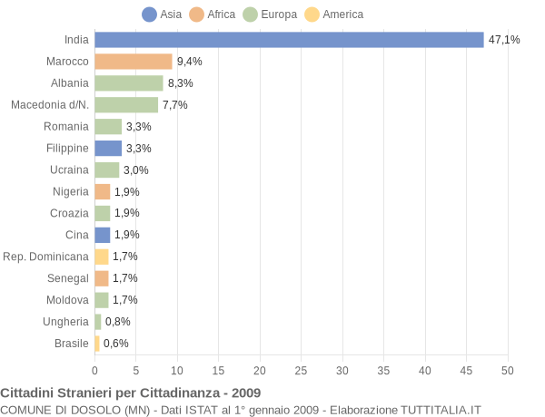 Grafico cittadinanza stranieri - Dosolo 2009