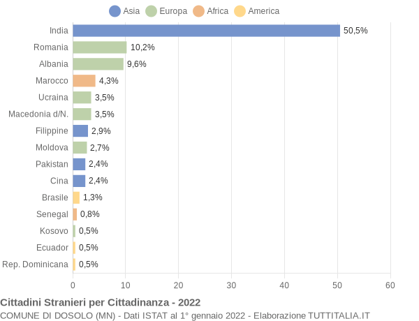 Grafico cittadinanza stranieri - Dosolo 2022