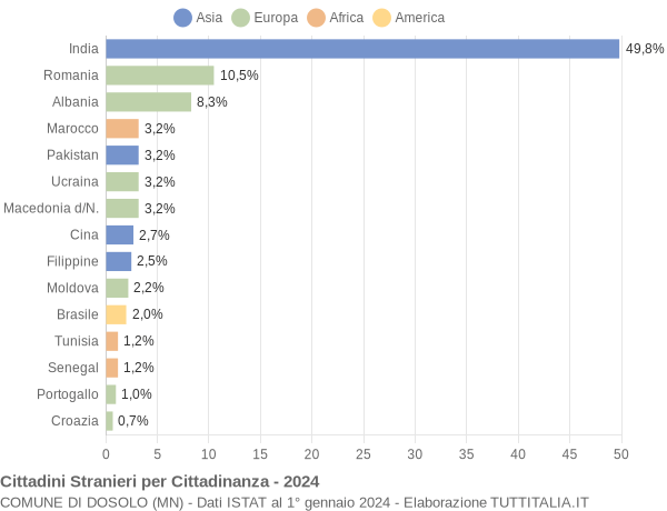 Grafico cittadinanza stranieri - Dosolo 2024