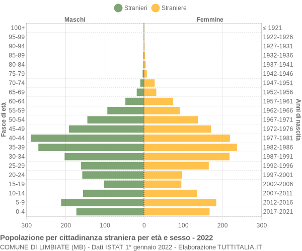 Grafico cittadini stranieri - Limbiate 2022