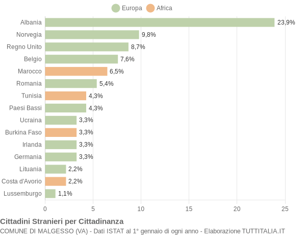 Grafico cittadinanza stranieri - Malgesso 2014