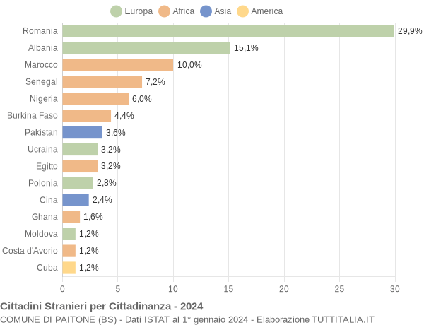 Grafico cittadinanza stranieri - Paitone 2024