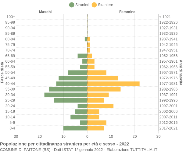 Grafico cittadini stranieri - Paitone 2022