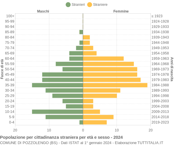 Grafico cittadini stranieri - Pozzolengo 2024