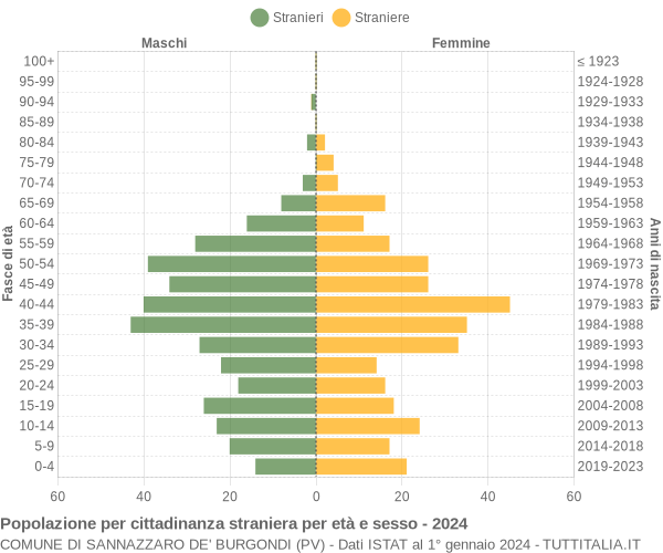 Grafico cittadini stranieri - Sannazzaro de' Burgondi 2024