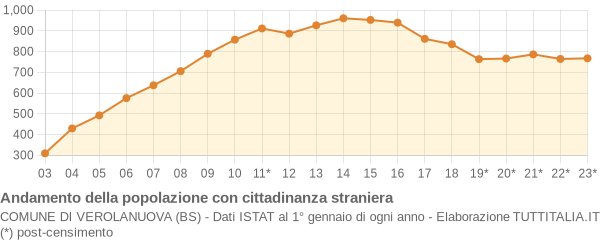 Andamento popolazione stranieri Comune di Verolanuova (BS)