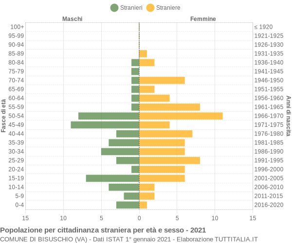 Grafico cittadini stranieri - Bisuschio 2021