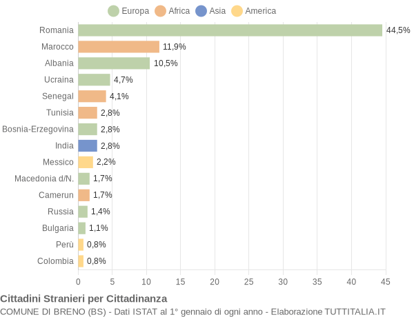 Grafico cittadinanza stranieri - Breno 2012