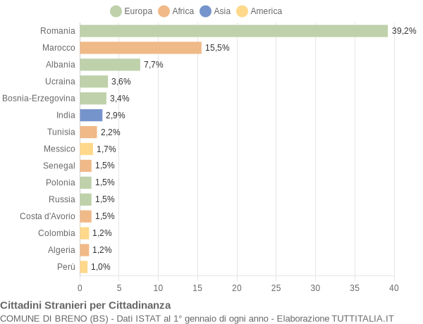 Grafico cittadinanza stranieri - Breno 2014