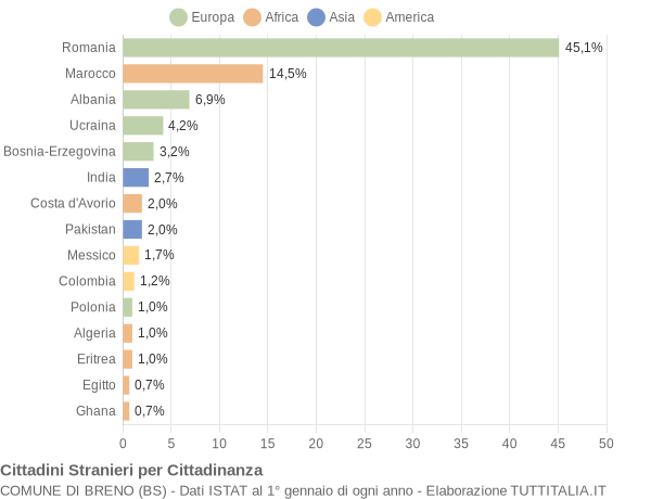 Grafico cittadinanza stranieri - Breno 2015