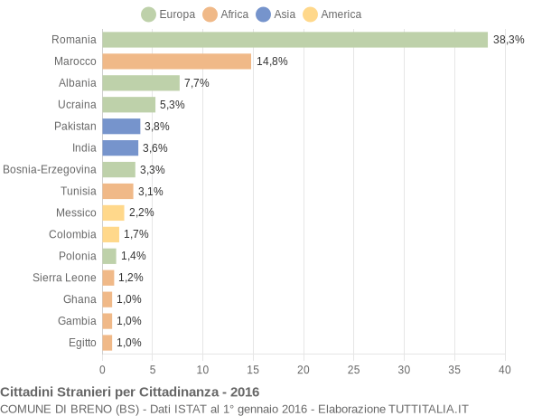 Grafico cittadinanza stranieri - Breno 2016