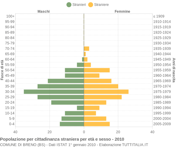 Grafico cittadini stranieri - Breno 2010