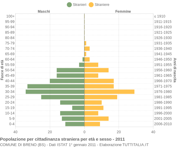 Grafico cittadini stranieri - Breno 2011