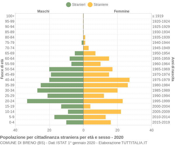 Grafico cittadini stranieri - Breno 2020