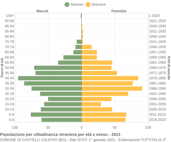 Grafico cittadini stranieri - Castelli Calepio 2021