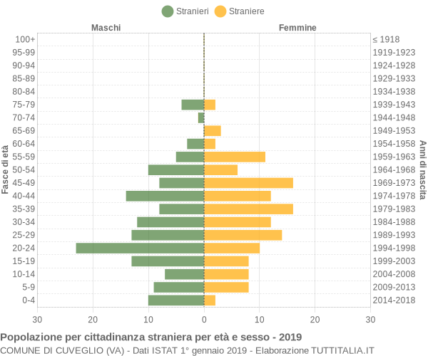 Grafico cittadini stranieri - Cuveglio 2019