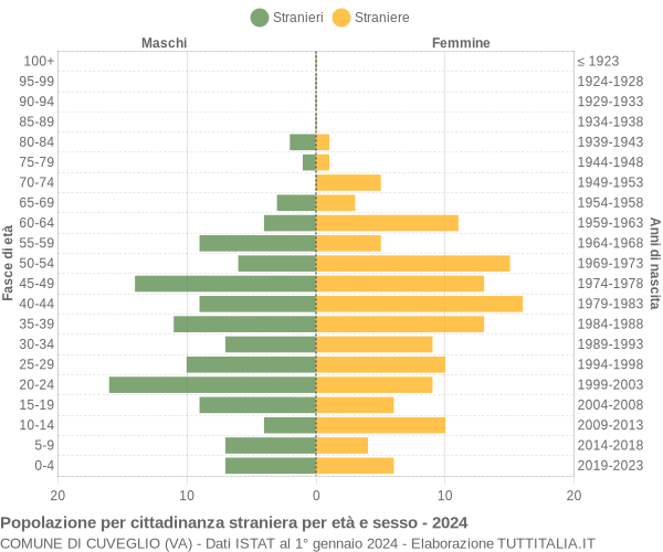 Grafico cittadini stranieri - Cuveglio 2024