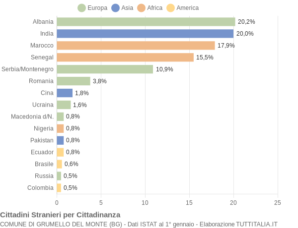 Grafico cittadinanza stranieri - Grumello del Monte 2007