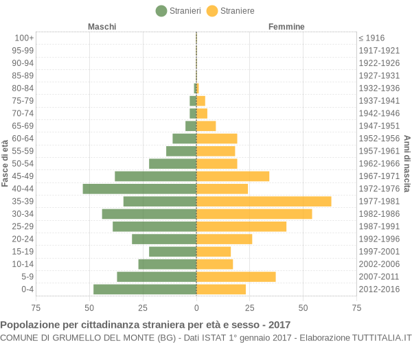 Grafico cittadini stranieri - Grumello del Monte 2017