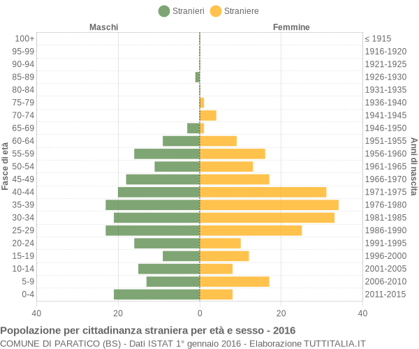 Grafico cittadini stranieri - Paratico 2016