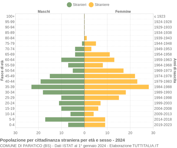 Grafico cittadini stranieri - Paratico 2024