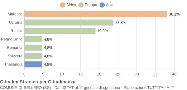 Grafico cittadinanza stranieri - Sellero 2006