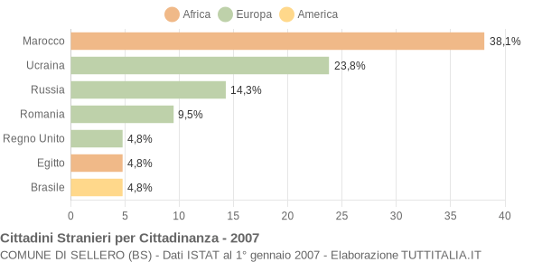 Grafico cittadinanza stranieri - Sellero 2007