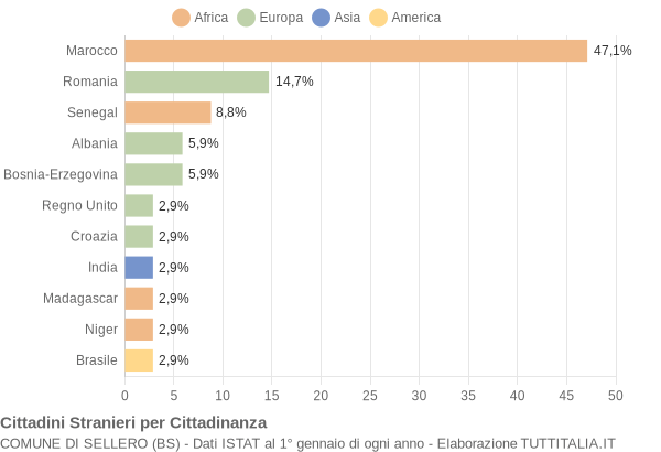 Grafico cittadinanza stranieri - Sellero 2022