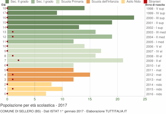 Grafico Popolazione in età scolastica - Sellero 2017