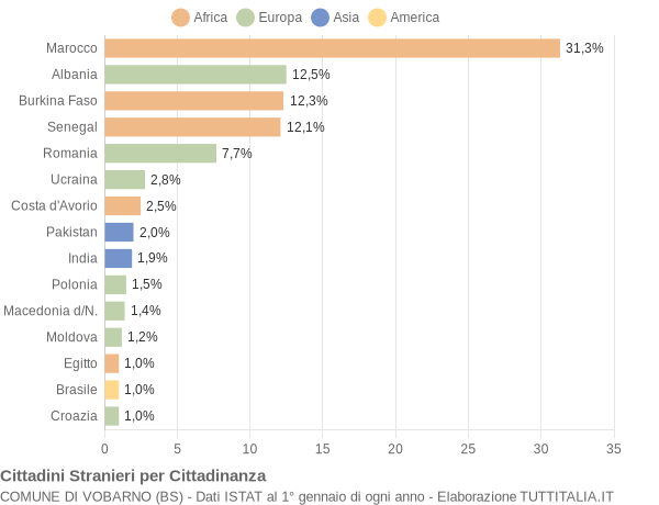 Grafico cittadinanza stranieri - Vobarno 2009