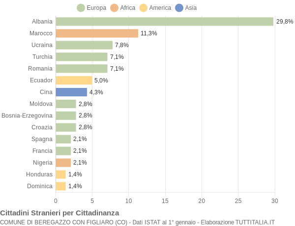 Grafico cittadinanza stranieri - Beregazzo con Figliaro 2013