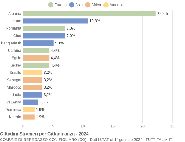 Grafico cittadinanza stranieri - Beregazzo con Figliaro 2024