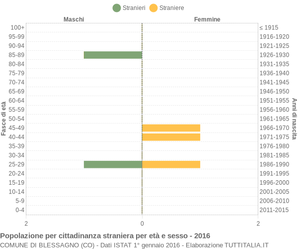 Grafico cittadini stranieri - Blessagno 2016