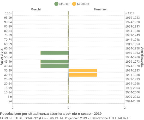 Grafico cittadini stranieri - Blessagno 2019