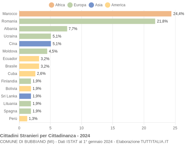 Grafico cittadinanza stranieri - Bubbiano 2024