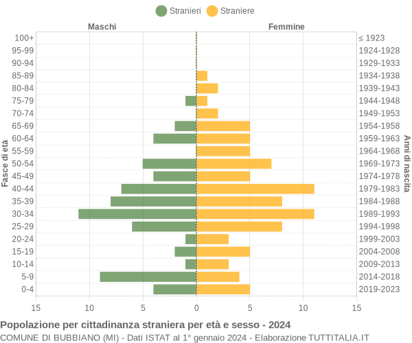 Grafico cittadini stranieri - Bubbiano 2024