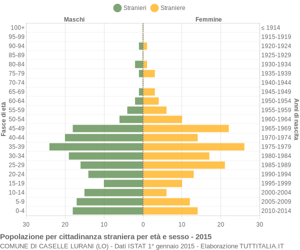 Grafico cittadini stranieri - Caselle Lurani 2015