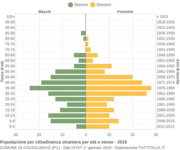 Grafico cittadini stranieri - Cassolnovo 2016