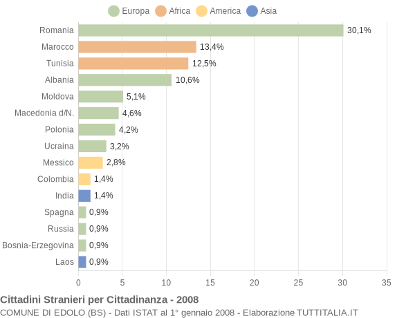 Grafico cittadinanza stranieri - Edolo 2008