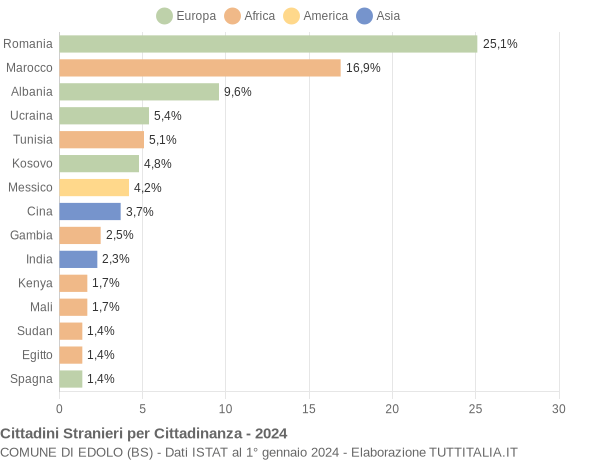 Grafico cittadinanza stranieri - Edolo 2024