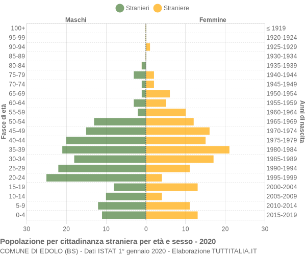 Grafico cittadini stranieri - Edolo 2020